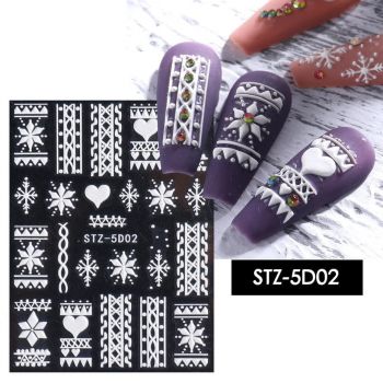 Sticker decor unghii model iarna Fulgi 5D STZ-5D02 - Everin