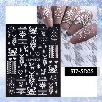 Sticker decor unghii model iarna Fulgi 5D STZ-5D05 - Everin