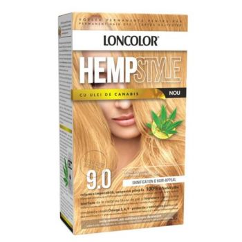 Vopsea Permanenta pentru Par cu Amoniac - Loncolor HempStyle, nuanta 9.0 Blond Deschis, 1 pachet