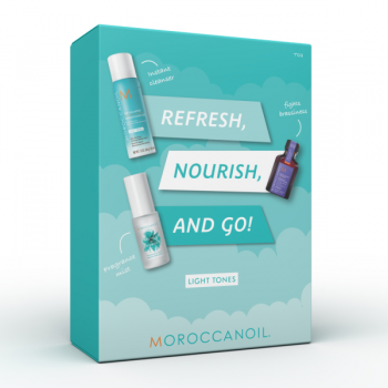 Set revitalizare par Moroccanoil Refresh Nourish & Go Light Tones 65+25+30ml