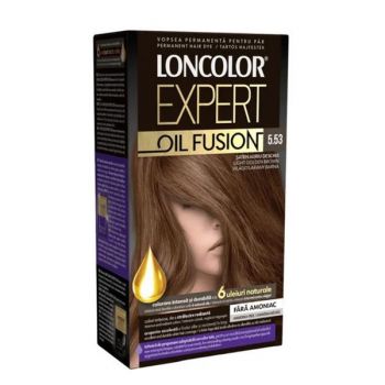 Vopsea de Par Permanenta Fara Amoniac - Loncolor Expert Oil Fusion, nuanta 5.53 Saten Auriu, 1 pachet