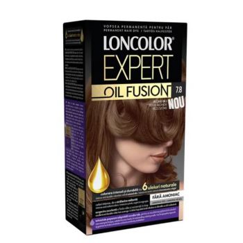 Vopsea de Par Permanenta Fara Amoniac - Loncolor Expert Oil Fusion, nuanta 7.8 Blond Bej, 1 pachet