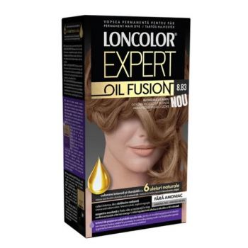 Vopsea de Par Permanenta Fara Amoniac - Loncolor Expert Oil Fusion, nuanta 8.83 Blond Irizat Auriu, 1 pachet