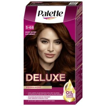 Vopsea de Par Permanenta - Schwarzkopf Palette Deluxe Oil-Care Color Permanent, nuanta 5-68 Golden Chestnut