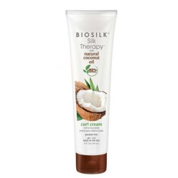 Crema Stying pentru Par Cret sau Ondulat - Biosilk Silk Therapy with Natural Coconut Oil Curl Cream, 148 ml