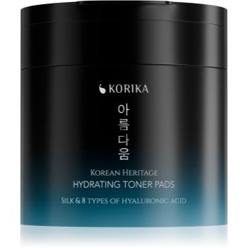 KORIKA Korean Heritage Silk & 8 Types of Hyaluronic Acid Hydrating Toner Pads dischete demachiante cu efect de hidratare