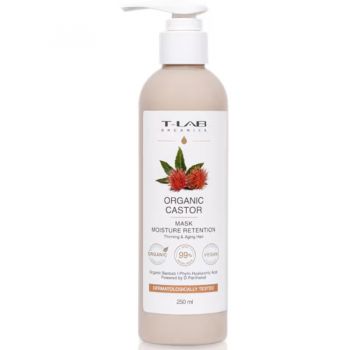 Masca de par hidratanta, pentru par subtire si degradat, T-LAB Organics, Organic Castor, 250 ml