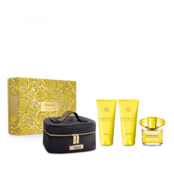 Set Cadou Versace Yellow Diamond, Femei, Apa de Toaleta 90 ml + Gel de dus, 100 ml + Lotiune de corp, 100 ml + geanta