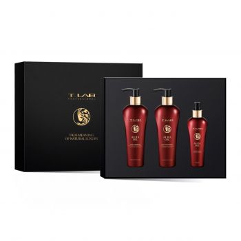 Set T-LAB Professional Aura Oil Ritual Sampon, 300 ml, Tratament par, 300 ml, Elixir par, 150 ml