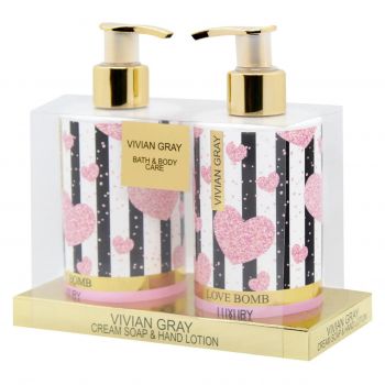 Set Vivian Gray Love Bomb, Cleansing, Sapun lichid, 250 ml + Lotiune de maini, 250 ml