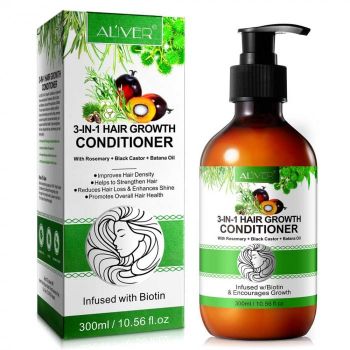 Balsam de Par 3 in 1 cu Ulei de Rozmarin, Ricin, Batana pentru Cresterea Parului, 300 ml