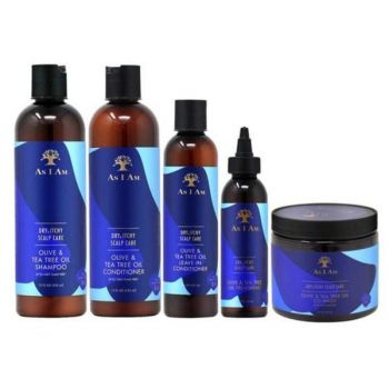 Set Cadou Dry &Itchy, As I AM (5 produse:Sampon 355 ml + Balsam 355 ml  + Balsam fara clatire 454 g+ Ulei tratament + Co-Wash)
