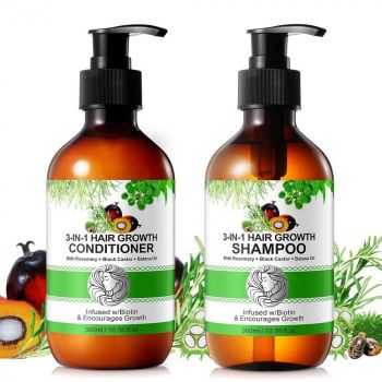 Set Crestere Par cu Sampon si Balsam 3 in 1 Rozmarin, Ricin, Batana, NOVA KISS   2 x 300 ml