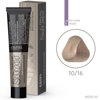 Vopsea-crema permanenta pentru par alb De Luxe SILVER, 10/16 Blond deschis cenusiu-violet, 60 ml