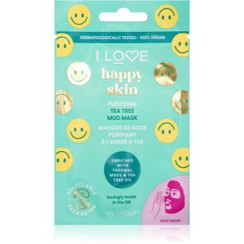 I Love Happy Skin mască cu argilă cu ulei din arbore de ceai