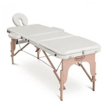Masa de Masaj Portabila din Lemn FMA306A, Alba - Beautyfor Portable Wooden Massage Table FMA306A, White, 1 buc