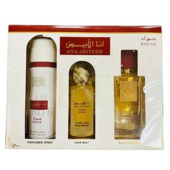 Set Cadou - Apa de Parfum EDP, 60 ml + Deodorant Spray Parfumat, 200 ml + Apa Parfumata pentru Par, 45 ml, Unisex - Lattafa Perfumes, Ana Abiyedh Rouge, 1 set Set Cadou - Apa de Parfum EDP, 60 ml + Deodorant Spray Parfumat, 200 ml + Apa Parfumata pentru Par, 45 ml, Unisex - Lattafa Perfumes, Ana Abiyedh Rouge, 1 set
