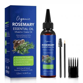 Ulei esential Organic de Rozmarin infuzat cu Ricin, 100% Natural pentru Cresterea Parului, NOVA KISS  , 120 ml