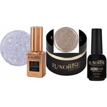 Kit Luxorise - Gel Colorant Uv 5 ml + Fiber Base Gel 15 ml + Rubber Base Hema 15 ml