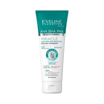 Exfoliant facial Eveline Cosmetics Miracle, booster cu acizi pentru netezirea tenului si reducerea imperfectiunilor, 75 ml