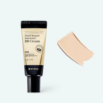Crema de fata coloranta Mizon Snail Repair Intensive BB Cream SPF50+ PA+++, 50 ml (Culoare produse: 21 Light Beige)