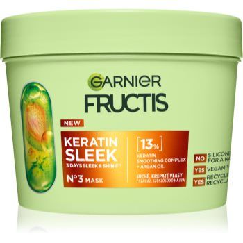 Garnier Fructis Keratin Sleek Masca de par pentru păr uscat și deteriorat