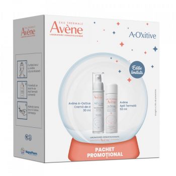 Pachet Avene, Crema de zi hidratanta cu efect de netezire A-OXitive, 30 ml + Apa termala spray, 50 ml