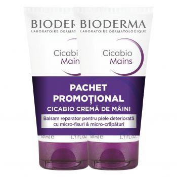 Pachet Crema de maini Bioderma Cicabio, 50 ml + 50 ml