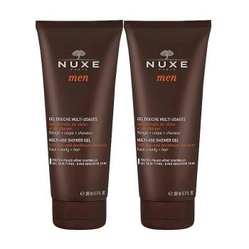 Pachet gel de dus multifunctional pentru fata, corp si par Nuxe Men, 200 ml x 2 bucati