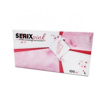 Set 100 Manusi de Examinare Nitril Roz, Nepudrate L