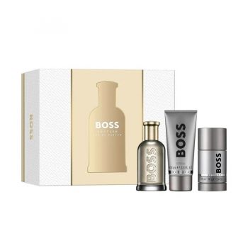 Set cadou Boss Bottled, Barbati, Apa de Parfum 100 ml + Gel de Dus, 100 ml + Deodorant stick,