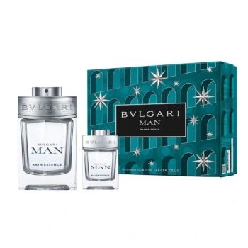 Set cadou Bvlgari Man Rain Essence, Apa de Parfum, Barbati, 100 ml + 15 ml