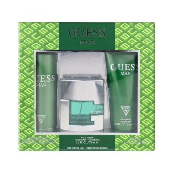 Set cadou Guess Man Green, Apa de Toaleta, Femei, 75 ml + Spray de corp, 226 ml + Gel de dus, 200 ml