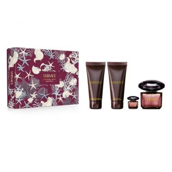 Set cadou Versace Crystal Noir Apa de Parfum, Femei, 90 ml + Lotiune de corp, 100 ml + Gel de dus, 100 ml + Apa de Parfum, 5 ml