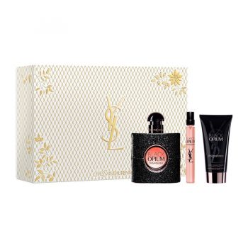 Set cadou Yves Saint Laurent Black Opium, Femei, Apa de Parfum, 50 ml + Lotiune de corp, 50 ml + Apa de Parfum, 10 ml
