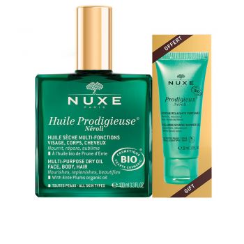 Set Nuxe: Huile Prodigieuse Neroli – Ulei multifunctional pentru fata, corp si par 100 ml + Gel de dus Prodigieux Neroli 30 ml