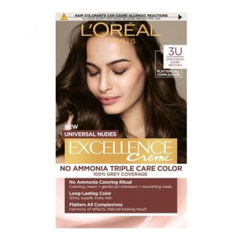 L'Oreal Paris Excellence Universal Nudes Vopsea de păr, Volum 3U Universal Dark Brown
