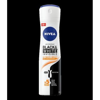 NIVEA Deo Spray Invisible on Black & White Ultimate Impact, Volum 150 ml