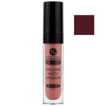 Ruj Lichid Mat - New Line Milano Day Long Matte Lipcolor with Vitamin E, nuanta 2020 07, 5 ml