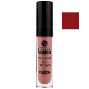 Ruj Lichid Mat - New Line Milano Day Long Matte Lipcolor with Vitamin E, nuanta 2020 08, 5 ml
