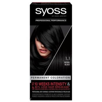 SHORT LIFE - Vopsea de Par Permanenta - Syoss Professional Performance Permanent Coloration Baseline, nuanta 1_1 Black