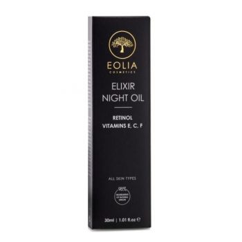 Elixir Ulei de Noapte pentru Fata, cu Retinol, Acid Hialuronic si 6 Uleiuri Naturale - Eolia Cosmetics Elixir Night Oil, 30 ml