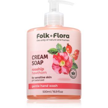 Folk & Flora Rosehip & Hawthorn Sapun lichid pentru piele sensibila