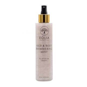 Spray Hidratant Iluminator pentru Corp si Par - Eolia Cosmetics Platinum Drop Hair & Body Shimmering Mist, 150 ml
