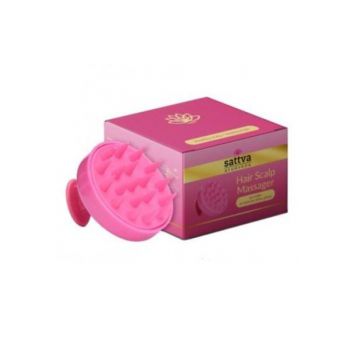 Perie masaj scalp din silicon roz – Sattva Ayurveda