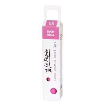 Ruj de Buze Lucios in Tub de Hartie - Beauty Made Easy Le Papier Paper Tube Lipstick, nuanta Bloom 05 Glossy, 12.5 g