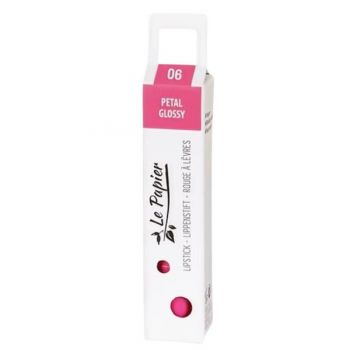 Ruj de Buze Lucios in Tub de Hartie - Beauty Made Easy Le Papier Paper Tube Lipstick, nuanta Petal 06 Glossy, 12.5 g