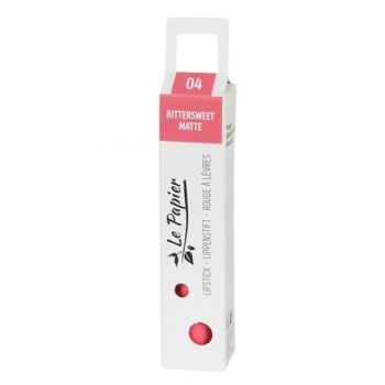 Ruj de Buze Mat in Tub de Hartie - Beauty Made Easy Le Papier Paper Tube Lipstick, nuanta Bittersweet 04 Matte, 12.5 g