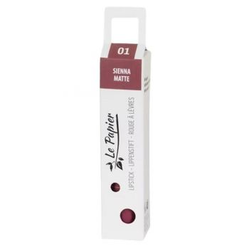 Ruj de Buze Mat in Tub de Hartie - Beauty Made Easy Le Papier Paper Tube Lipstick, nuanta Sienna 01 Matte, 12.5 g