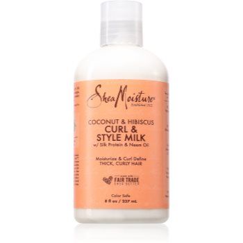 Shea Moisture Coconut & Hibiscus Curl & Style lapte hidratant pentru păr creț